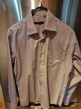 Harrods Men's Striped Dress Shirt - White and Blue
